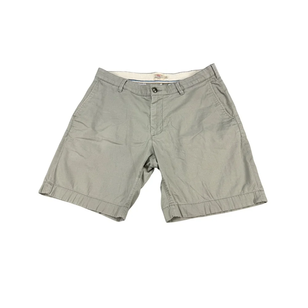 Faherty Mens All Day Shorts Grey Olive Organic Cotton Tencel Size 33